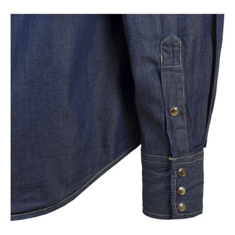 Camisa Wrangler Mezclilla Estampada Demin Caballero #mlpos_4 | Color: MEZSS98 #color_mezss98 #sku_51mezss98l #sku_51mezss98m #sku_51mezss98s #sku_51mezss98xl #sku_51mezss98xxl