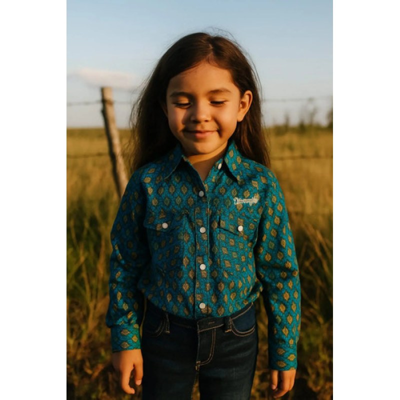 Blusa Wrangler Vaquera Western Niña #mlpos_11 | Color: Azul 0471 #color_azul_0471 #sku_112360471azlg #sku_mlm1886620976-189710742817
