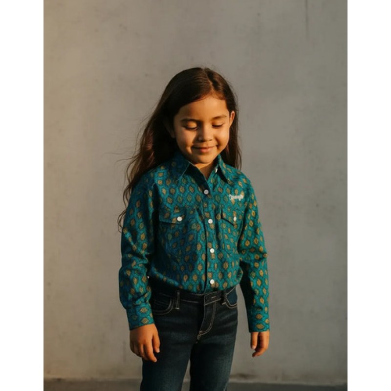 Blusa Wrangler Vaquera Western Niña #mlpos_12 | Color: Azul 0471 #color_azul_0471 #sku_112360471azlg #sku_mlm1886620976-189710742817