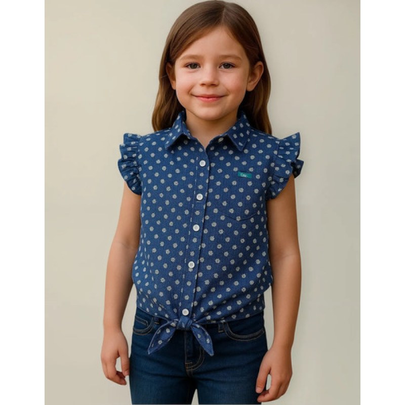 Blusa Wrangler Vaquera Western Niña #mlpos_15 | Color: Azul 6922 #color_azul_6922 | Talla: G #sku_112366922azlg