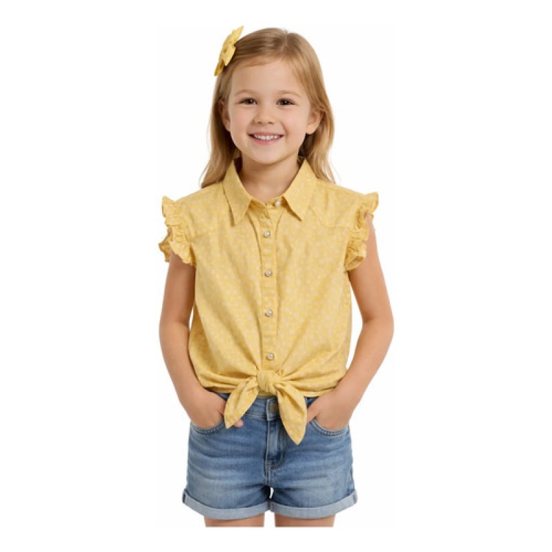 Blusa Wrangler Vaquera Western Niña #mlpos_5 | Color: Amarillo 1302 #color_amarillo_1302 #sku_mlm1886620976-196963385915 #sku_mlm1886620976-196963385917 #sku_mlm1886620976-196963385919 #sku_mlm1886620976-196963385921