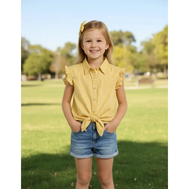 Blusa Wrangler Vaquera Western Niña #mlpos_7 | Color: Amarillo 1302 #color_amarillo_1302 #sku_mlm1886620976-196963385915 #sku_mlm1886620976-196963385917 #sku_mlm1886620976-196963385919 #sku_mlm1886620976-196963385921