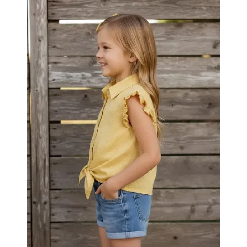 Blusa Wrangler Vaquera Western Niña #mlpos_8 | Color: Amarillo 1302 #color_amarillo_1302 #sku_mlm1886620976-196963385915 #sku_mlm1886620976-196963385917 #sku_mlm1886620976-196963385919 #sku_mlm1886620976-196963385921