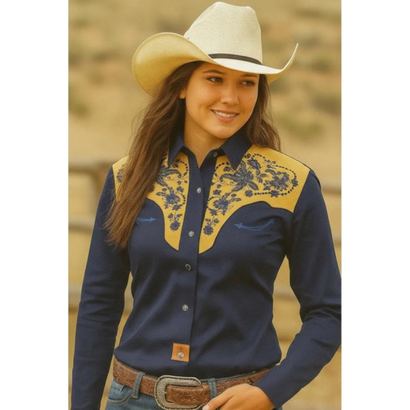Blusa Charra Vaquera Winster Dama #mlpos_1 | Color: Azul marino #color_azul_marino | Talla: 2XG #sku_mlm1913576063-187983721777 #sku_mlm1913576063-187983721781 #sku_mlm1913576063-187983721783