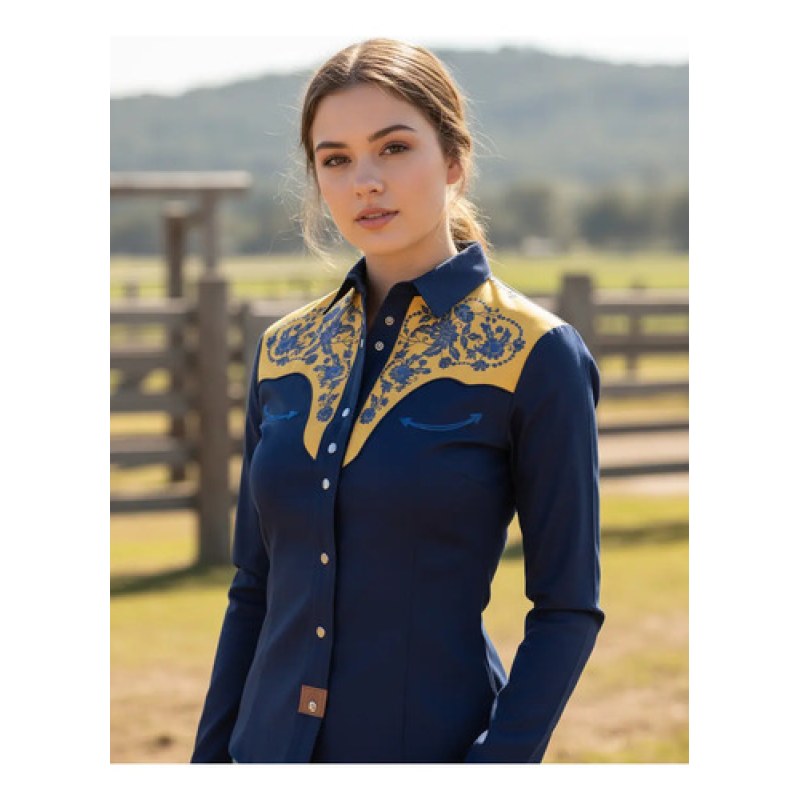 Blusa Charra Vaquera Winster Dama #mlpos_2 | Color: Azul marino #color_azul_marino #sku_mlm1913576063-187983721777 #sku_mlm1913576063-187983721781 #sku_mlm1913576063-187983721783