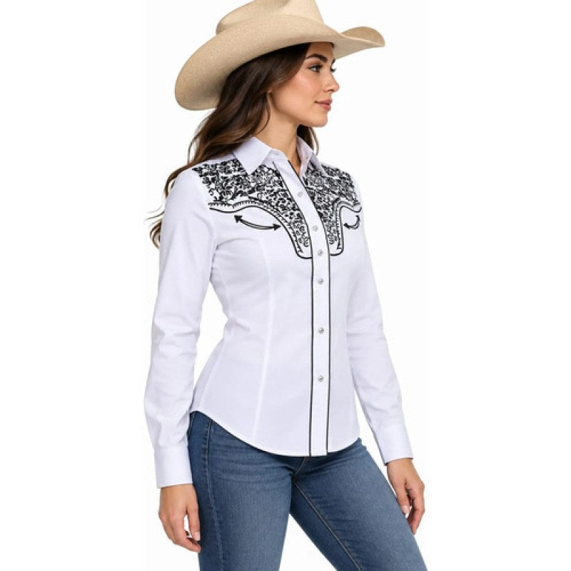 Blusa Charra Vaquera Winster Dama #mlpos_5 | Color: Blanco #color_blanco #sku_winschrrdmbc2xl #sku_winschrrdmbcl #sku_winschrrdmbcm #sku_winschrrdmbcs #sku_winschrrdmbcxl