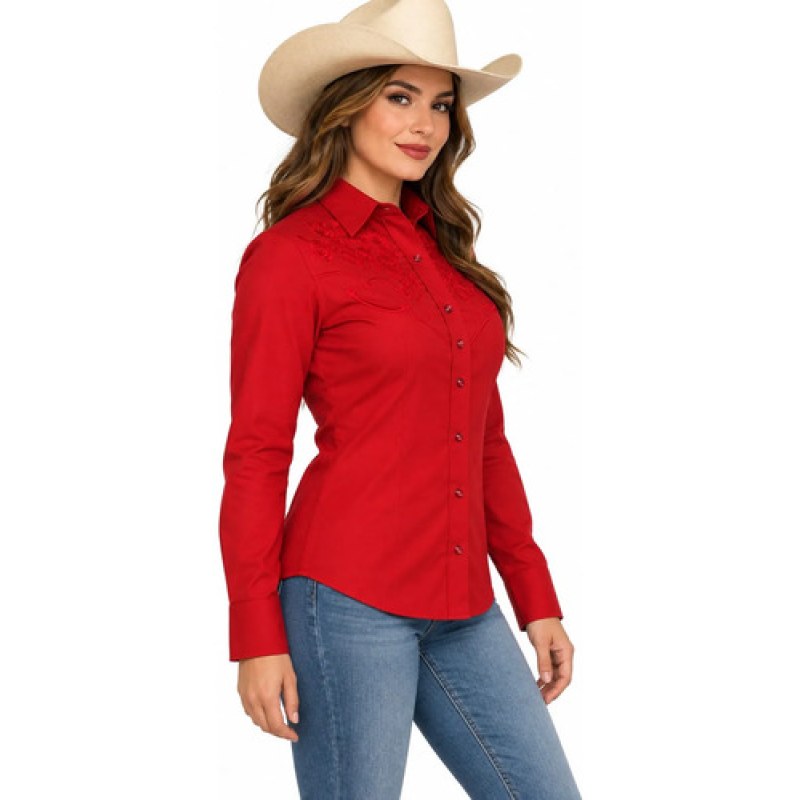Blusa Charra Vaquera Winster Dama #mlpos_7 | Color: Rojo #color_rojo #sku_winschrrdmrj2xl #sku_winschrrdmrjl #sku_winschrrdmrjm #sku_winschrrdmrjs #sku_winschrrdmrjxl