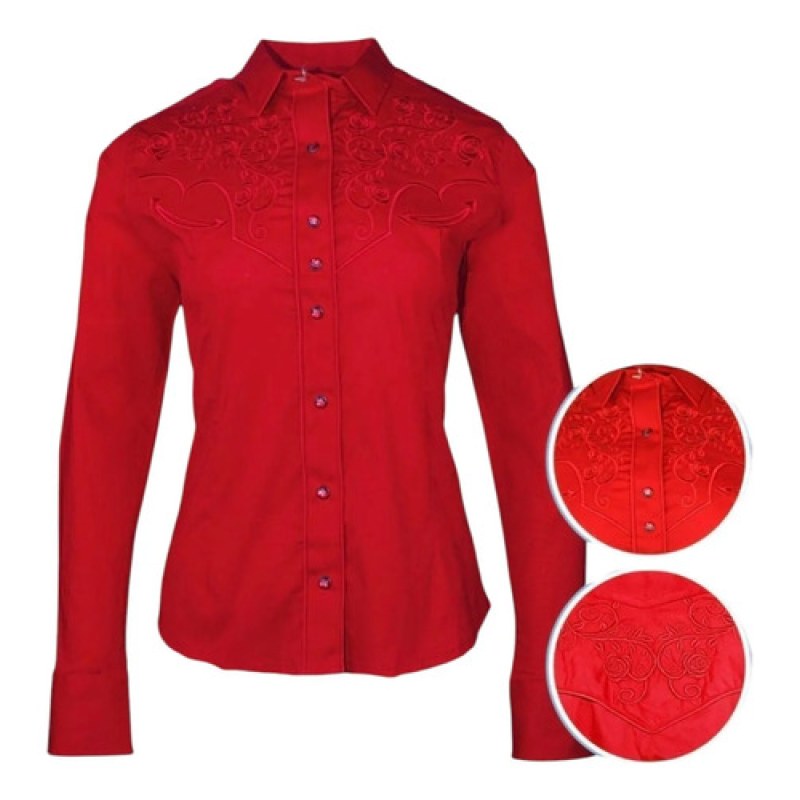 Blusa Charra Vaquera Winster Dama #mlpos_9 | Color: Rojo #color_rojo #sku_winschrrdmrj2xl #sku_winschrrdmrjl #sku_winschrrdmrjm #sku_winschrrdmrjs #sku_winschrrdmrjxl
