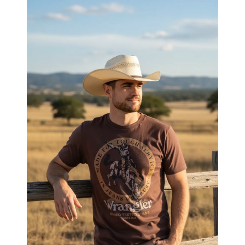 Playera T-shirt Wrangler Western Vaquera Hombre Manga Corta #mlpos_10 | Color: Cafe 1773 #color_cafe_1773 | Talla: XXG #sku_mlm1920175589-189933867550