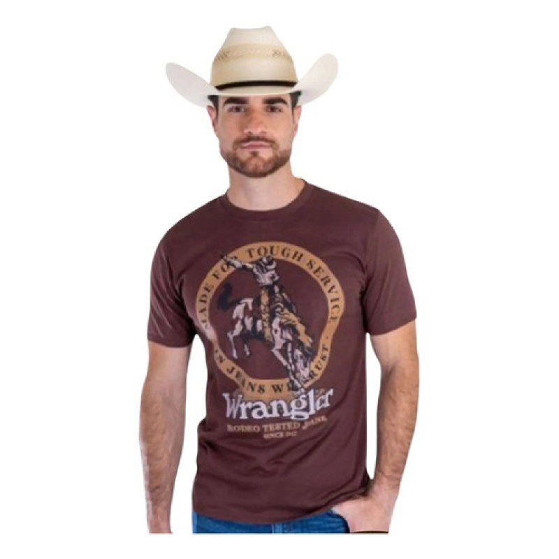 Playera T-shirt Wrangler Western Vaquera Hombre Manga Corta #mlpos_11 | Color: Cafe 1773 #color_cafe_1773 | Talla: XXG #sku_mlm1920175589-189933867550