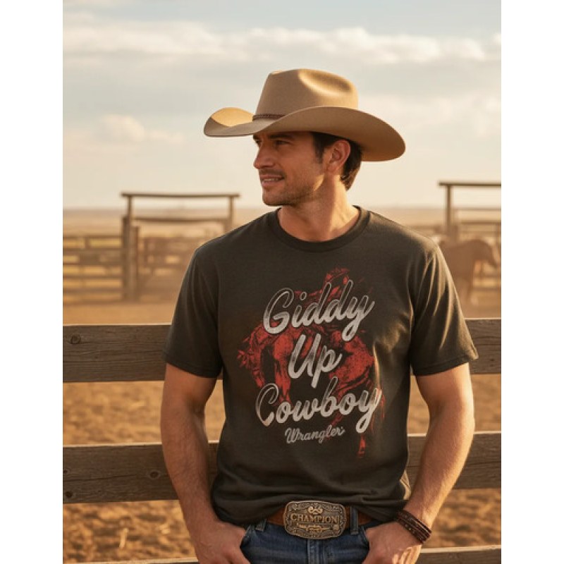 Playera T-shirt Wrangler Western Vaquera Hombre Manga Corta #mlpos_16 | Color: verde 1742 #color_verde_1742 | Talla: XG #sku_mlm1920175589-189933867598