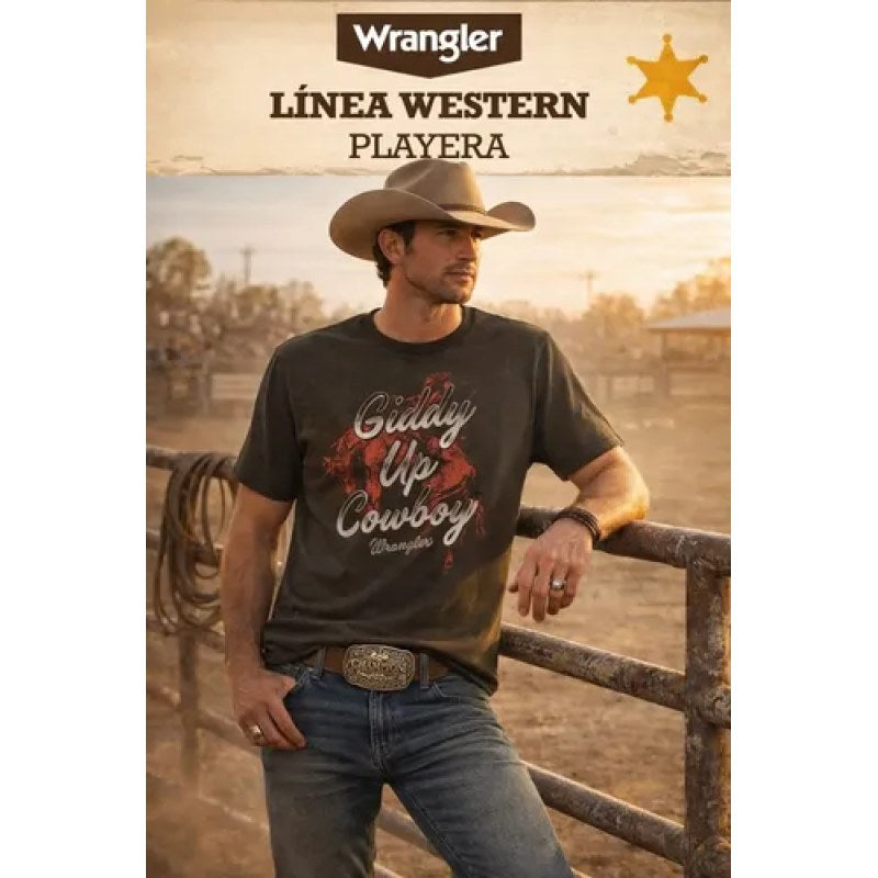 Playera T-shirt Wrangler Western Vaquera Hombre Manga Corta #mlpos_18 | Color: verde 1742 #color_verde_1742 | Talla: XG #sku_mlm1920175589-189933867598