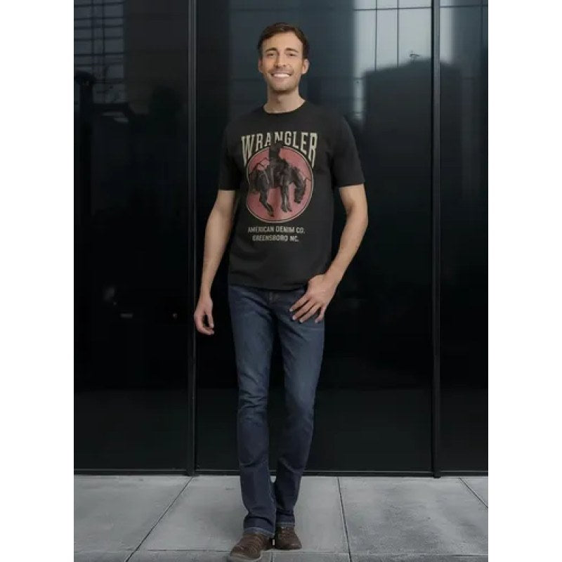 Playera T-shirt Wrangler Western Vaquera Hombre Manga Corta #mlpos_2 | Color: Negro 9475 #color_negro_9475 | Talla: XXG #sku_mlm1920175589-193427020013