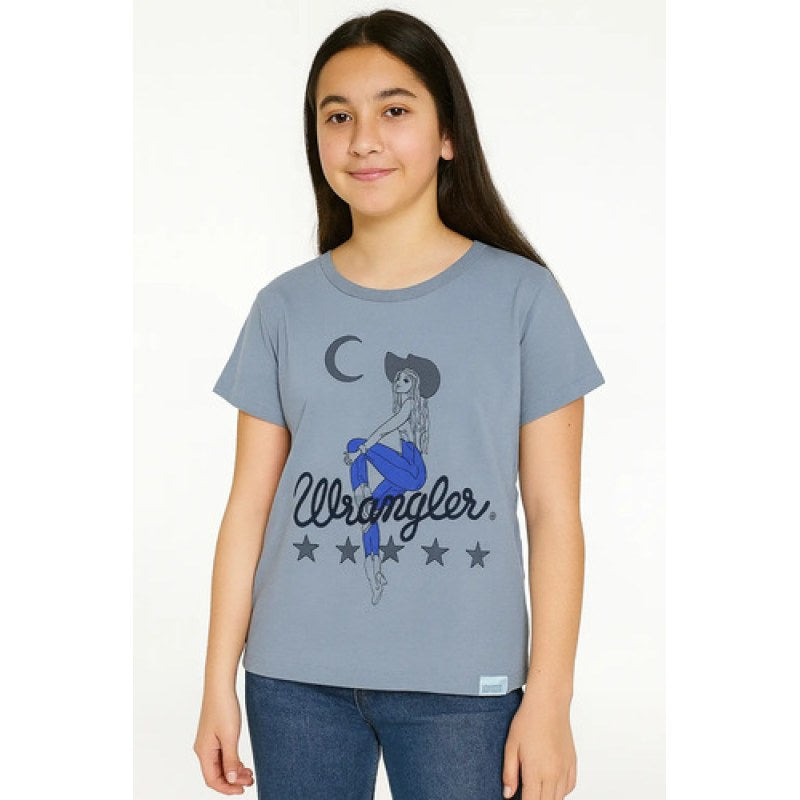 Playera Wrangler Vaquera Niño Niña Casual Corta #mlpos_2 | Color: Azul 5289 #color_azul_5289 #sku_112365289m #sku_112365289xg