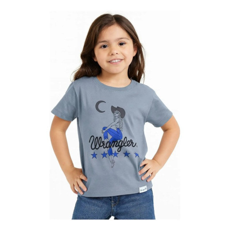 Playera Wrangler Vaquera Niño Niña Casual Corta #mlpos_3 | Color: Azul 5289 #color_azul_5289 #sku_112365289m #sku_112365289xg