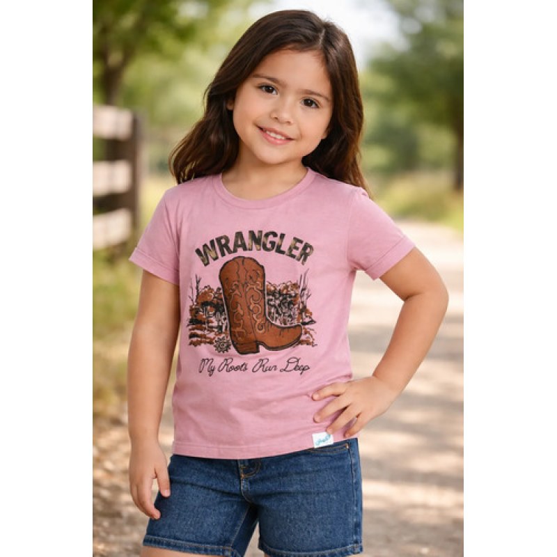Playera Wrangler Vaquera Niño Niña Casual Corta #mlpos_4 | Color: Rosa 2128 #color_rosa_2128 | Talla: M #sku_112352128m