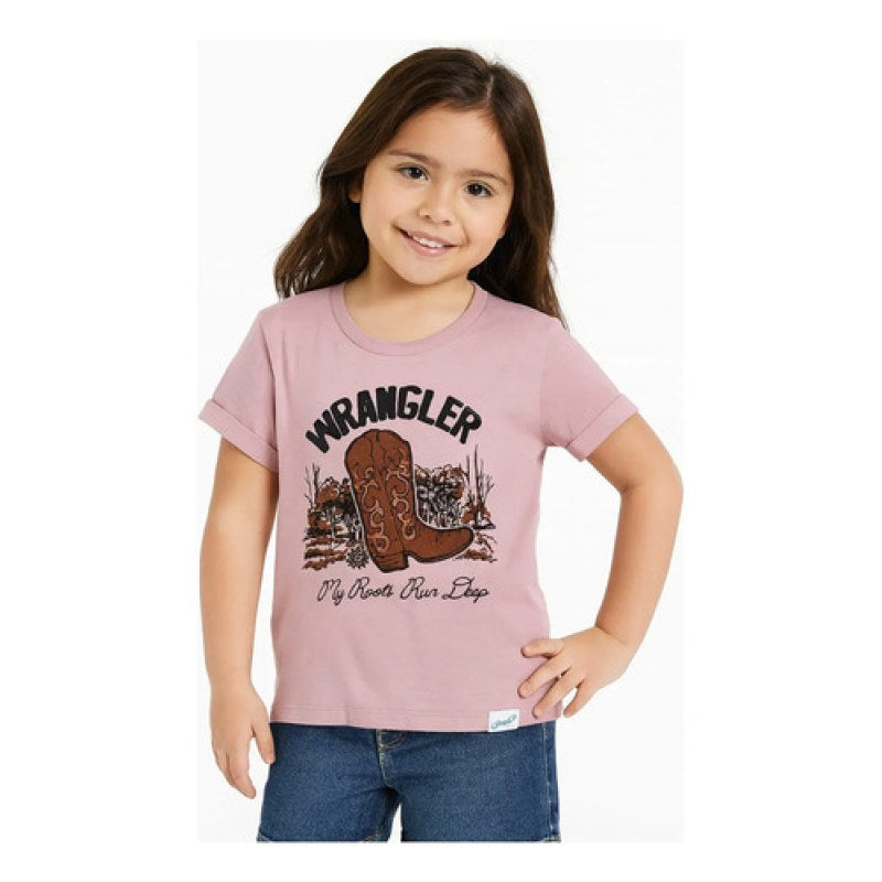 Playera Wrangler Vaquera Niño Niña Casual Corta #mlpos_5 | Color: Rosa 2128 #color_rosa_2128 | Talla: M #sku_112352128m