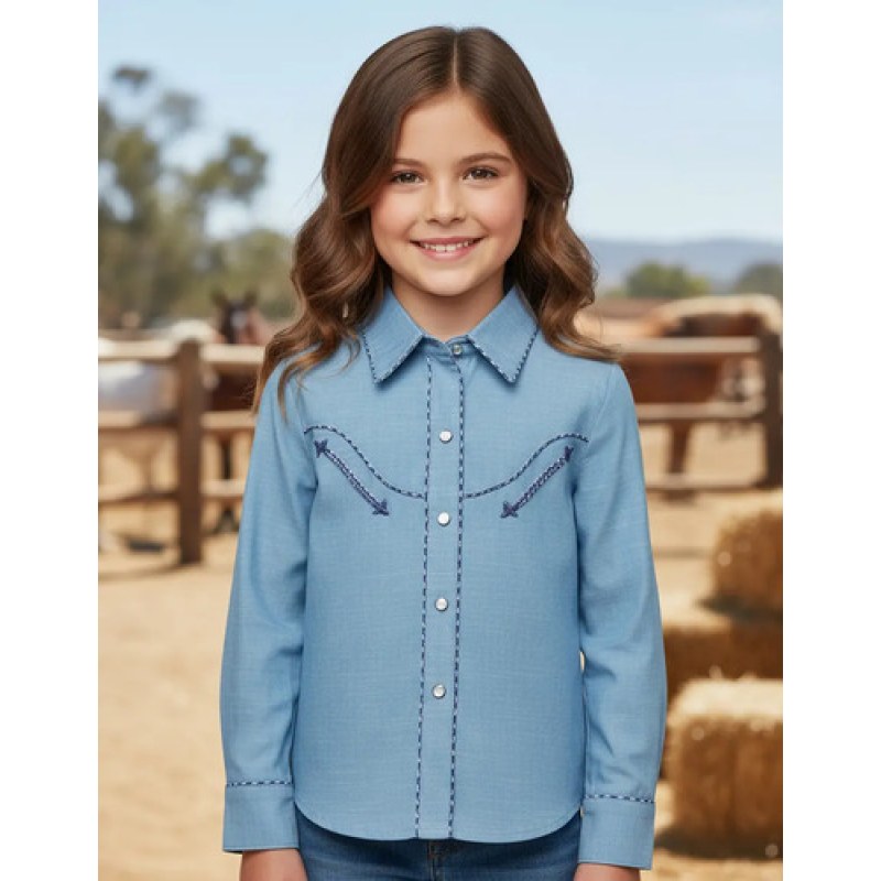 Camisa Blusa Charra Vaquera Rangers Niña Girls #mlpos_3 | Color: Bleach 008NA01 #color_bleach_008na01 | Talla: 2 #sku_008na01mzc2