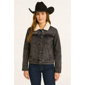 Chamarra Mezclilla Con Borrega En Cuello Wrangler Dama Negro Deslavado  112351689 Eg #mlpos_1 #sku_112351689ngeg