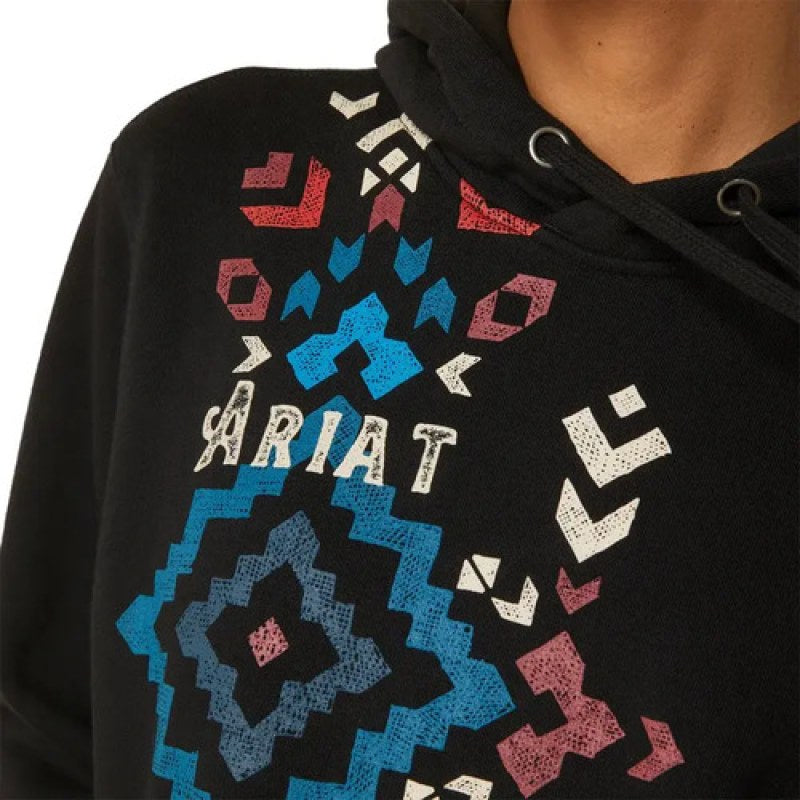 Sudadera Ariat Real Geo Hood Dama #mlpos_3 | Color: Negro 10046448 #color_negro_10046448 #sku_10046448ngg #sku_10046448ngm