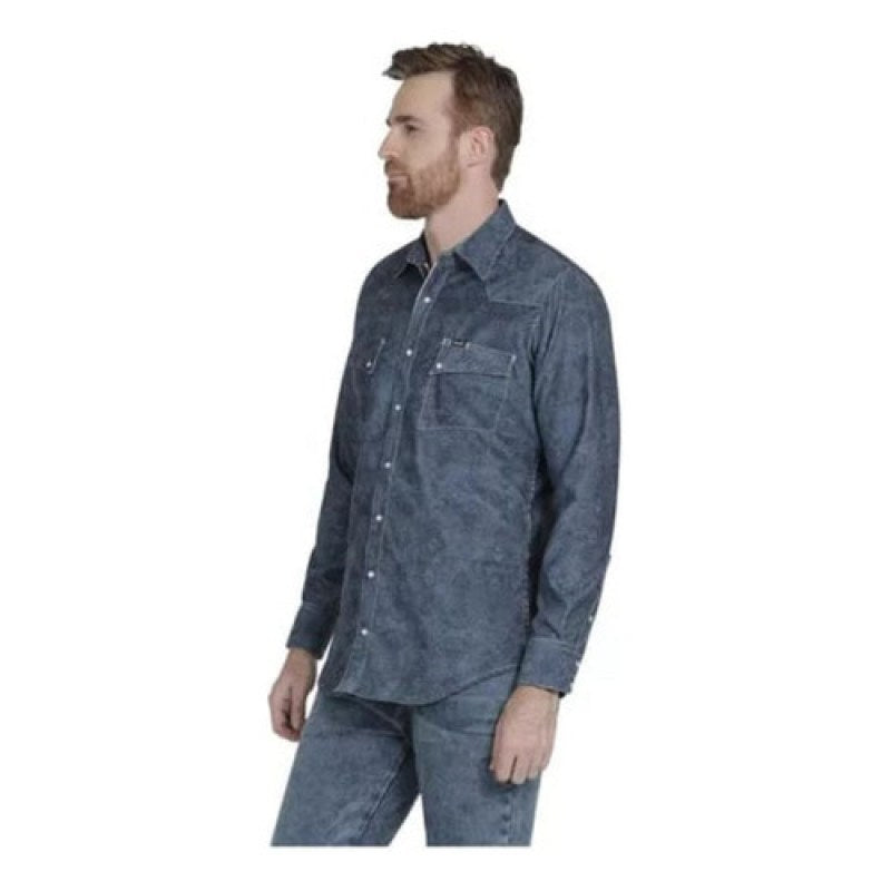 Camisa Vaquera Wrangler Panilla Caballero #mlpos_5 | Color: Azul 112345944 #color_azul_112345944 | Talla: XL #sku_112345944azlxl
