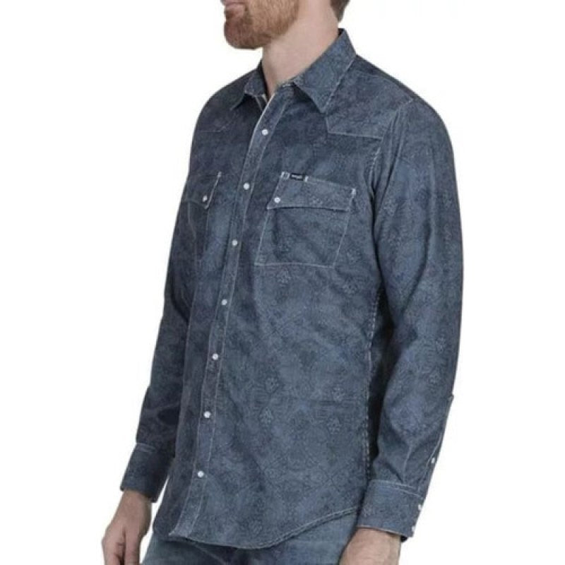 Camisa Vaquera Wrangler Panilla Caballero #mlpos_6 | Color: Azul 112345944 #color_azul_112345944 | Talla: XL #sku_112345944azlxl