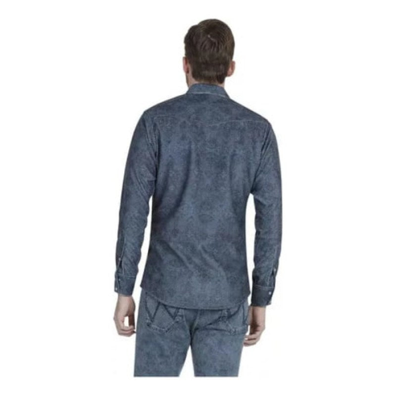 Camisa Vaquera Wrangler Panilla Caballero #mlpos_7 | Color: Azul 112345944 #color_azul_112345944 | Talla: XL #sku_112345944azlxl