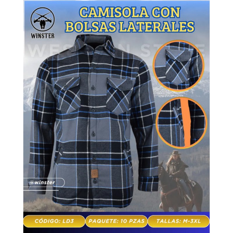 Camisola De Franela Con Borrega Tipo Leñador Winster  #mlpos_11 | Color: Oxford #color_oxford #sku_mlm1977350199-192526794339 #sku_mlm1977350199-192526794341 #sku_mlm1977350199-192526794345 #sku_mlm1977350199-192573971285