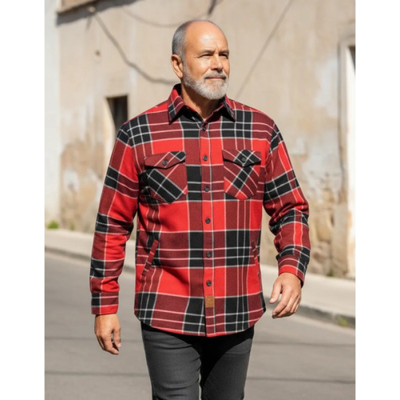 Camisola De Franela Con Borrega Tipo Leñador Winster  #mlpos_12 | Color: Rojo #color_rojo #sku_mlm1977350199-192526794347 #sku_mlm1977350199-192526794349 #sku_mlm1977350199-192526794351 #sku_mlm1977350199-192526794353 #sku_mlm1977350199-192573971287
