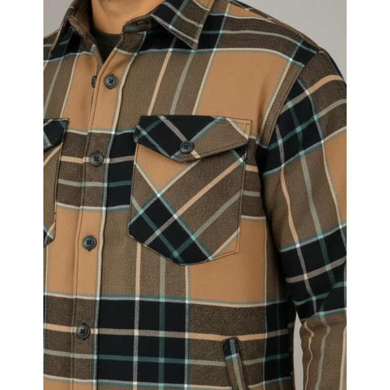 Camisola De Franela Con Borrega Tipo Leñador Winster  #mlpos_3 | Color: Camel #color_camel #sku_wincamoxfm #sku_wincamoxfxl