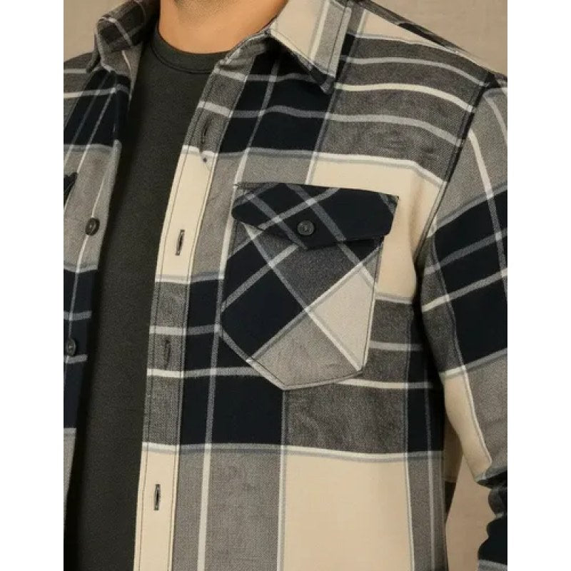 Camisola De Franela Con Borrega Tipo Leñador Winster  #mlpos_7 | Color: Negra beige #color_negra_beige #sku_mlm1977350199-192526794331 #sku_mlm1977350199-192573971283