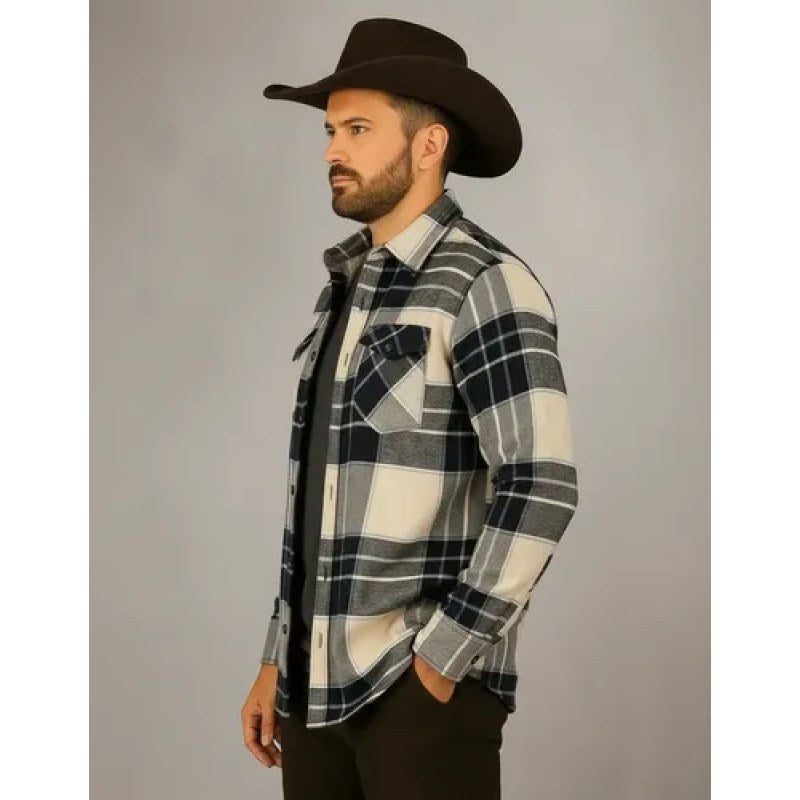 Camisola De Franela Con Borrega Tipo Leñador Winster  #mlpos_8 | Color: Negra beige #color_negra_beige #sku_mlm1977350199-192526794331 #sku_mlm1977350199-192573971283