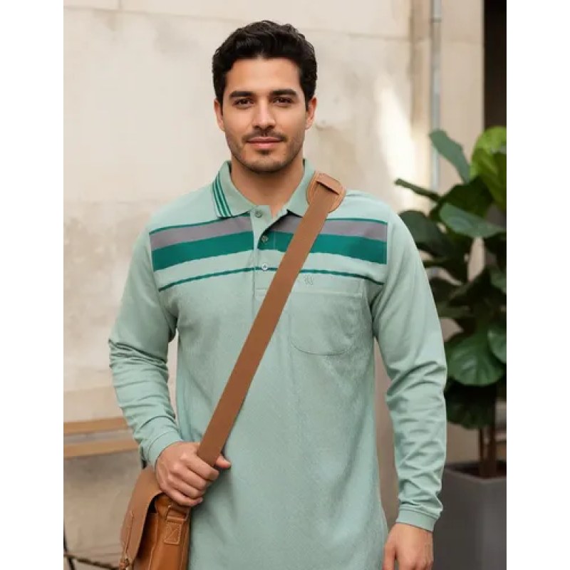 Playera Manchester Tipo Polo Manga Larga  Verde 1656f Ch #mlpos_1 #sku_ma027432vrdch