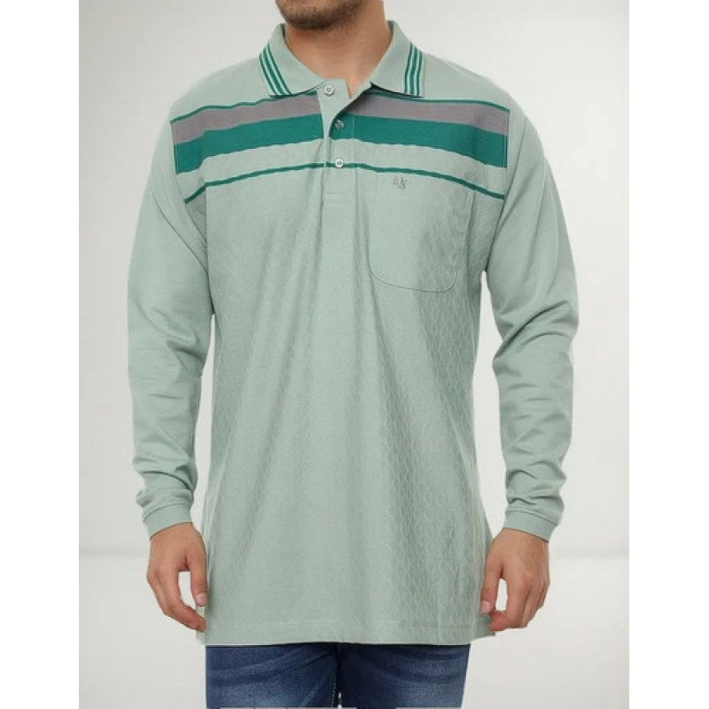 Playera Manchester Tipo Polo Manga Larga  Verde 1656f Ch #mlpos_2 #sku_ma027432vrdch