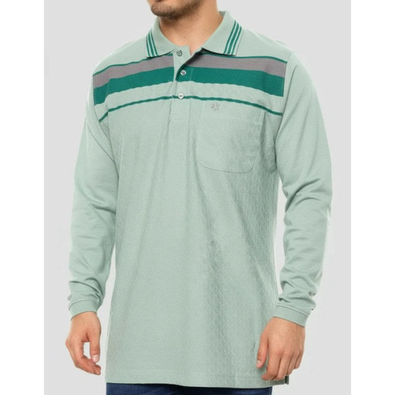 Playera Manchester Tipo Polo Manga Larga  Verde 1656f Ch #mlpos_3 #sku_ma027432vrdch