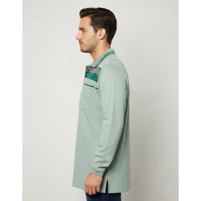 Playera Manchester Tipo Polo Manga Larga  Verde 1656f Ch #mlpos_4 #sku_ma027432vrdch