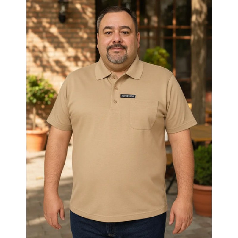 Playera Polo Basica Manchester Talla Extras  #mlpos_10 | Color: Beige #color_beige #sku_3093lbg44 #sku_3093lbg48