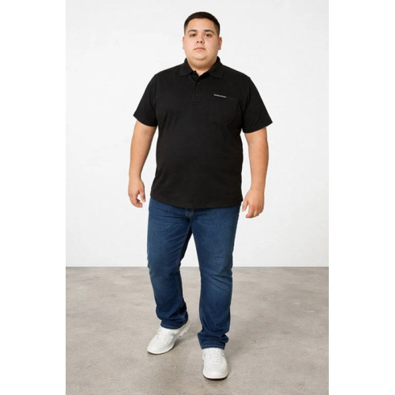 Playera Polo Basica Manchester Talla Extras  #mlpos_11 | Color: Negro #color_negro | Talla: 48 XXXE #sku_3093lng48