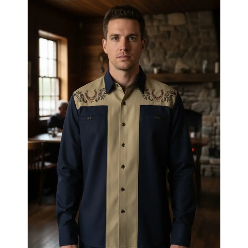 Camisa Vaquera Charra Bordada Rangers Para Caballero #mlpos_1 | Color: Negro 176 #color_negro_176 #sku_176ca01ng2xl #sku_176ca01ngxl
