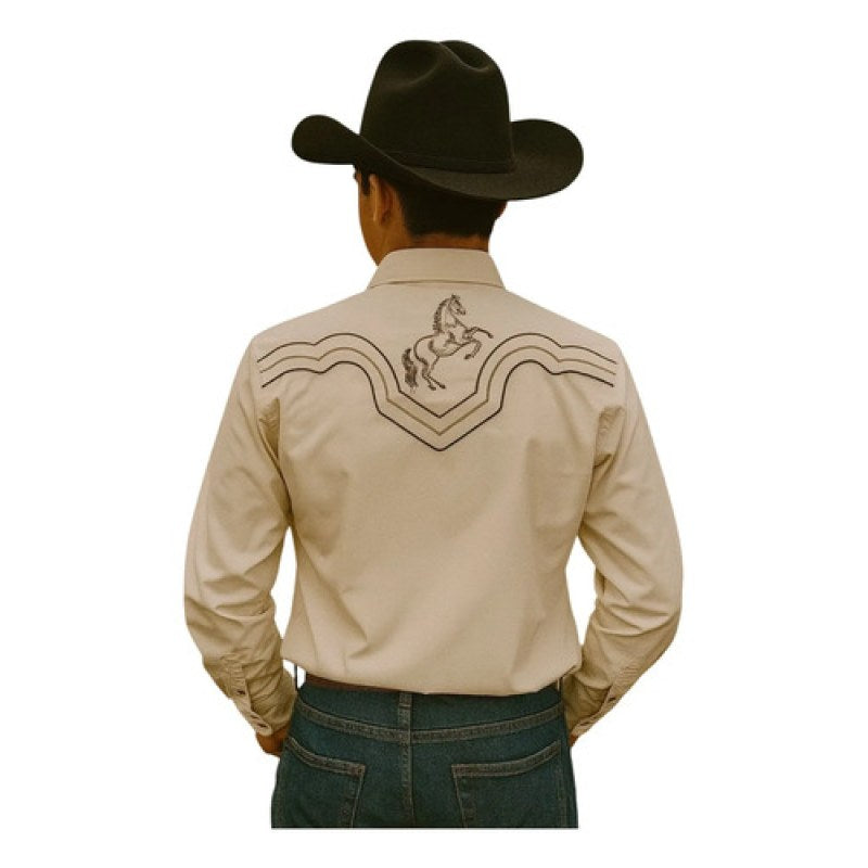 Camisa Vaquera Charra Bordada Rangers Para Caballero #mlpos_13 | Color: Hueso Caballos #color_hueso_caballos #sku_rnhscb2xl #sku_rnhscbm #sku_rnhscbxl