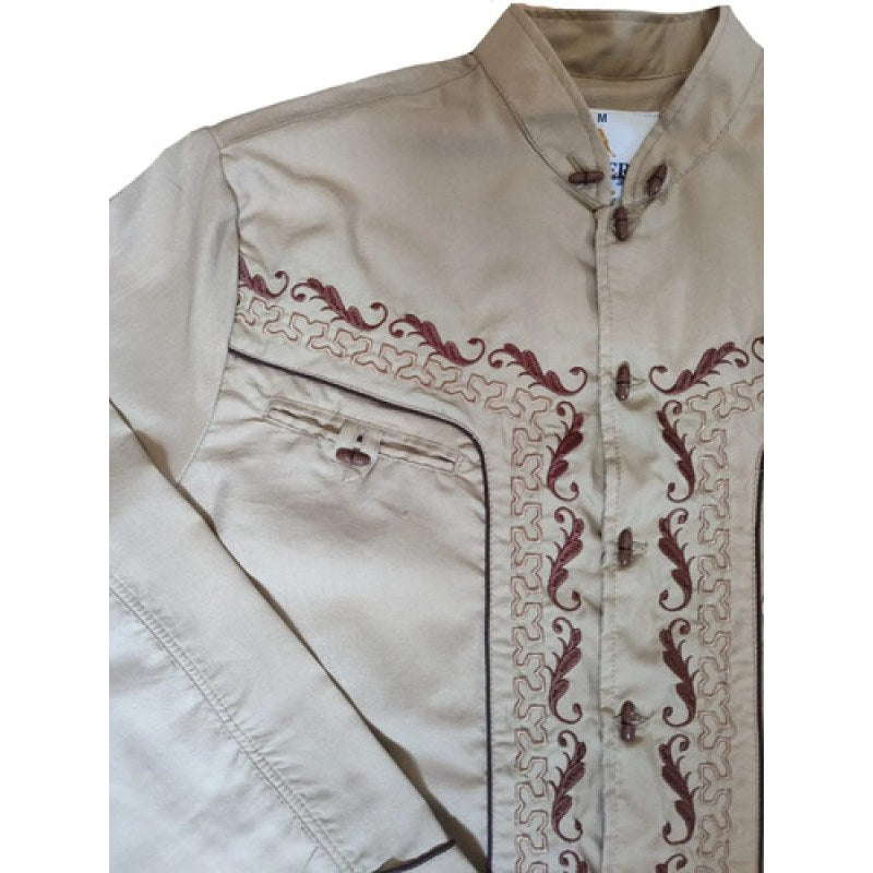 Camisa Vaquera Charra Bordada Rangers Para Caballero #mlpos_8 | Color: Beige 166 #color_beige_166 | Talla: L #sku_166ca01bgl