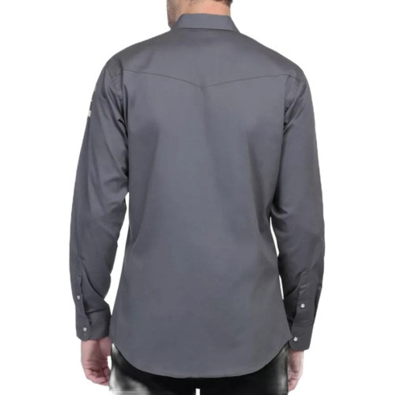 Camisa Vaquera Bordada Wrangler Vaquero #mlpos_13 | Color: Gris #color_gris | Talla: CH #sku_wrncamgrsch