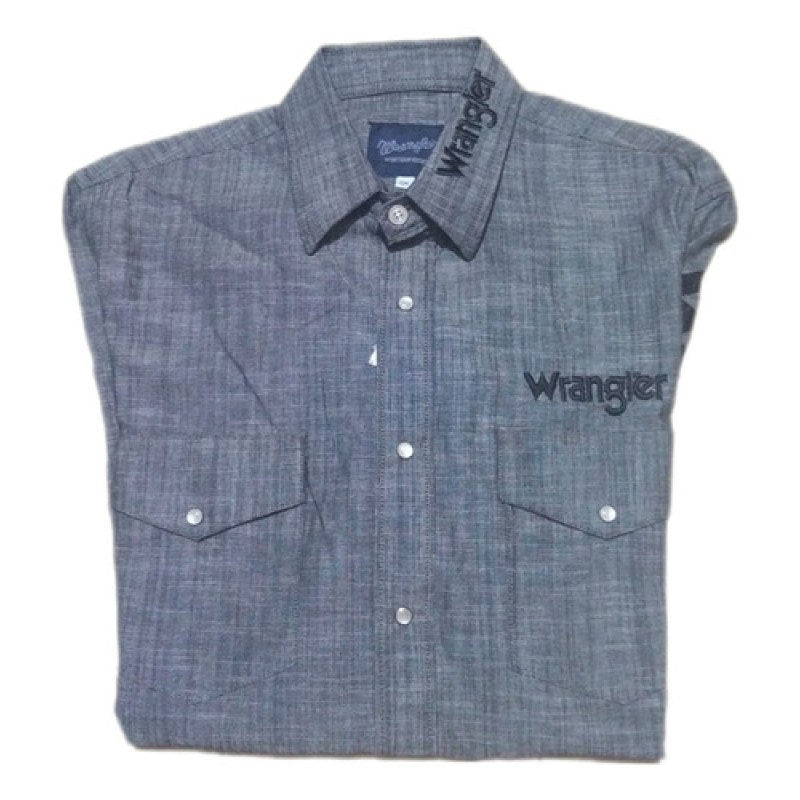 Camisa Vaquera Bordada Wrangler Vaquero #mlpos_18 | Color: Gris claro #color_gris_claro #sku_mlm2153555793-186106471051 #sku_mlm2153555793-186106471053