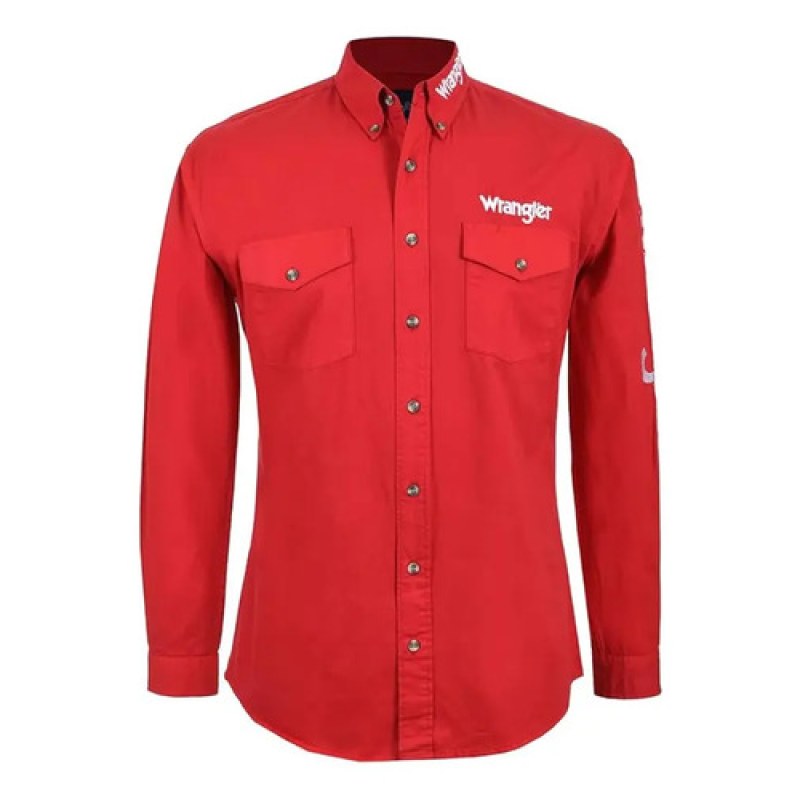 Camisa Vaquera Bordada Wrangler Vaquero #mlpos_4 | Color: Rojo #color_rojo #sku_519547060rjch #sku_519547060rjl #sku_519547060rjm #sku_mlm2153555793-185200936373 #sku_mlm2153555793-187504202665