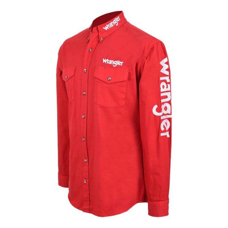 Camisa Vaquera Bordada Wrangler Vaquero #mlpos_5 | Color: Rojo #color_rojo #sku_519547060rjch #sku_519547060rjl #sku_519547060rjm #sku_mlm2153555793-185200936373 #sku_mlm2153555793-187504202665