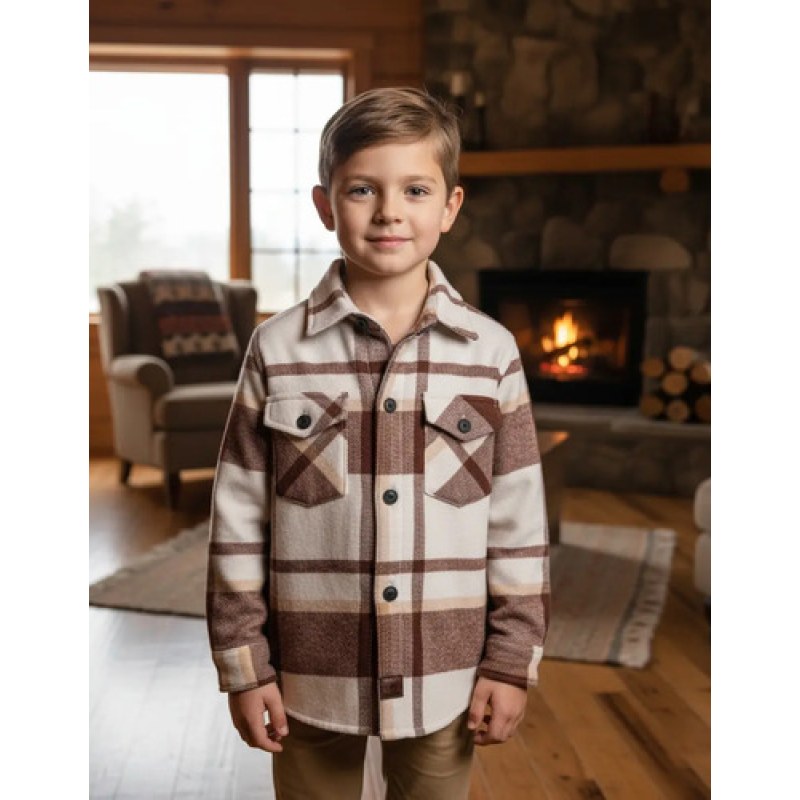 Camisa Camisola Con Borrega Para Niño Winster #mlpos_1 | Color: Ladrillo #color_ladrillo | Talla: M #sku_camisolaldm