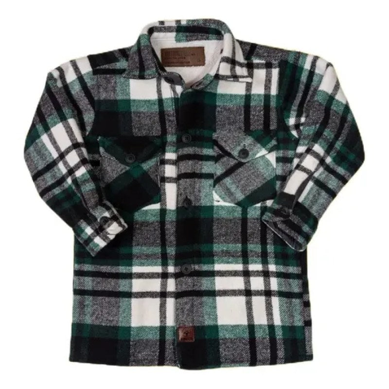 Camisa Camisola Con Borrega Para Niño Winster #mlpos_4 | Color: Verde #color_verde | Talla: M #sku_camisolavdm