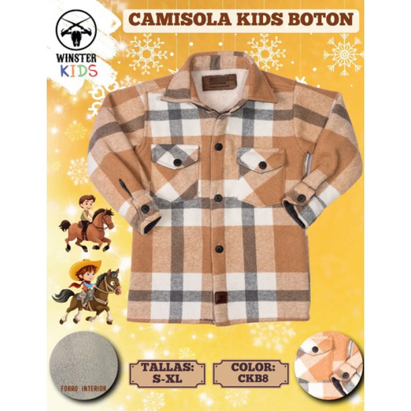 Camisa Camisola Con Borrega Para Niño Winster #mlpos_7 | Color: Beige #color_beige | Talla: S #sku_camisolabgs