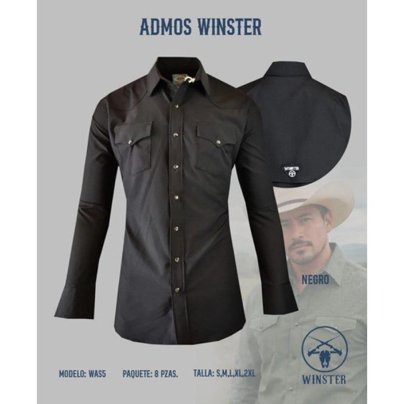 Camisa Winster Vaquera Clasica Lisa Basica #mlpos_10 | Color: Negro #color_negro #sku_wnslsngm
