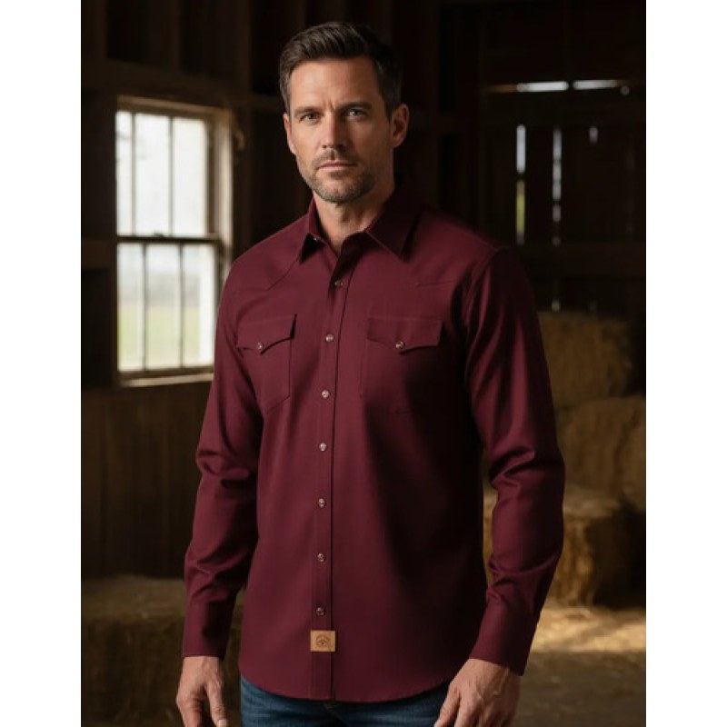 Camisa Winster Vaquera Clasica Lisa Basica #mlpos_18 | Color: Vino #color_vino #sku_wnslsvns